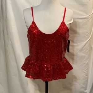 No Boundaries Red Sequined Cropped Tank Top